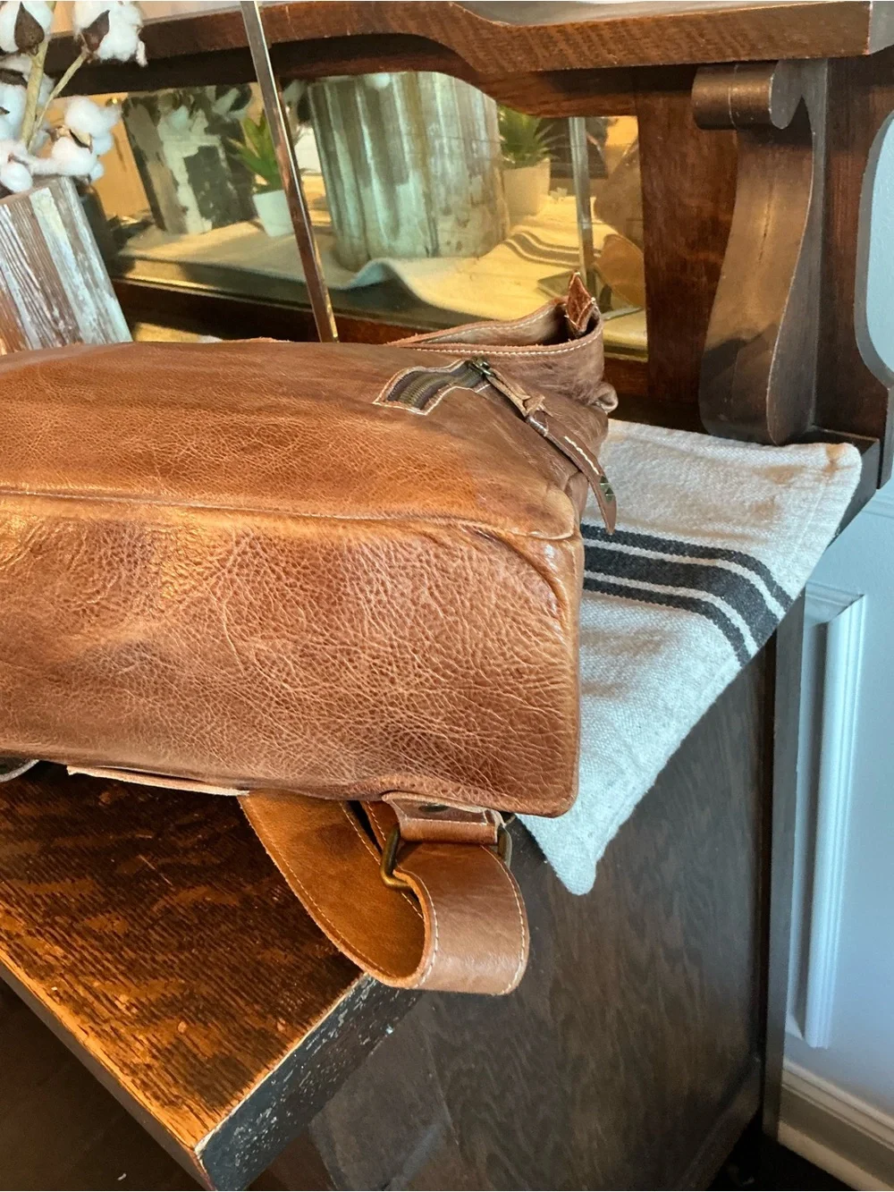 Bed Stu Leather Unisex Howie Flapover Leather Backpack Tan Rustic Retail $365
